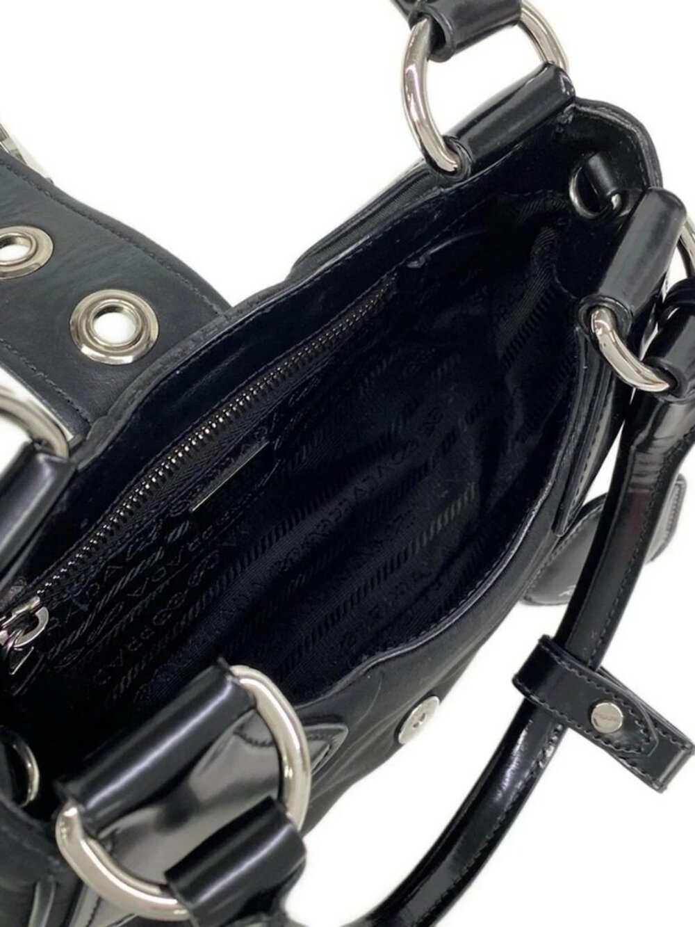PRADA - Black Nylon Leather Handbag - Picture 16 of 16